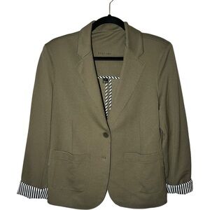 Renuar Women's Medium Olive Green Blazer Collared Pique Knit‎ Jacket